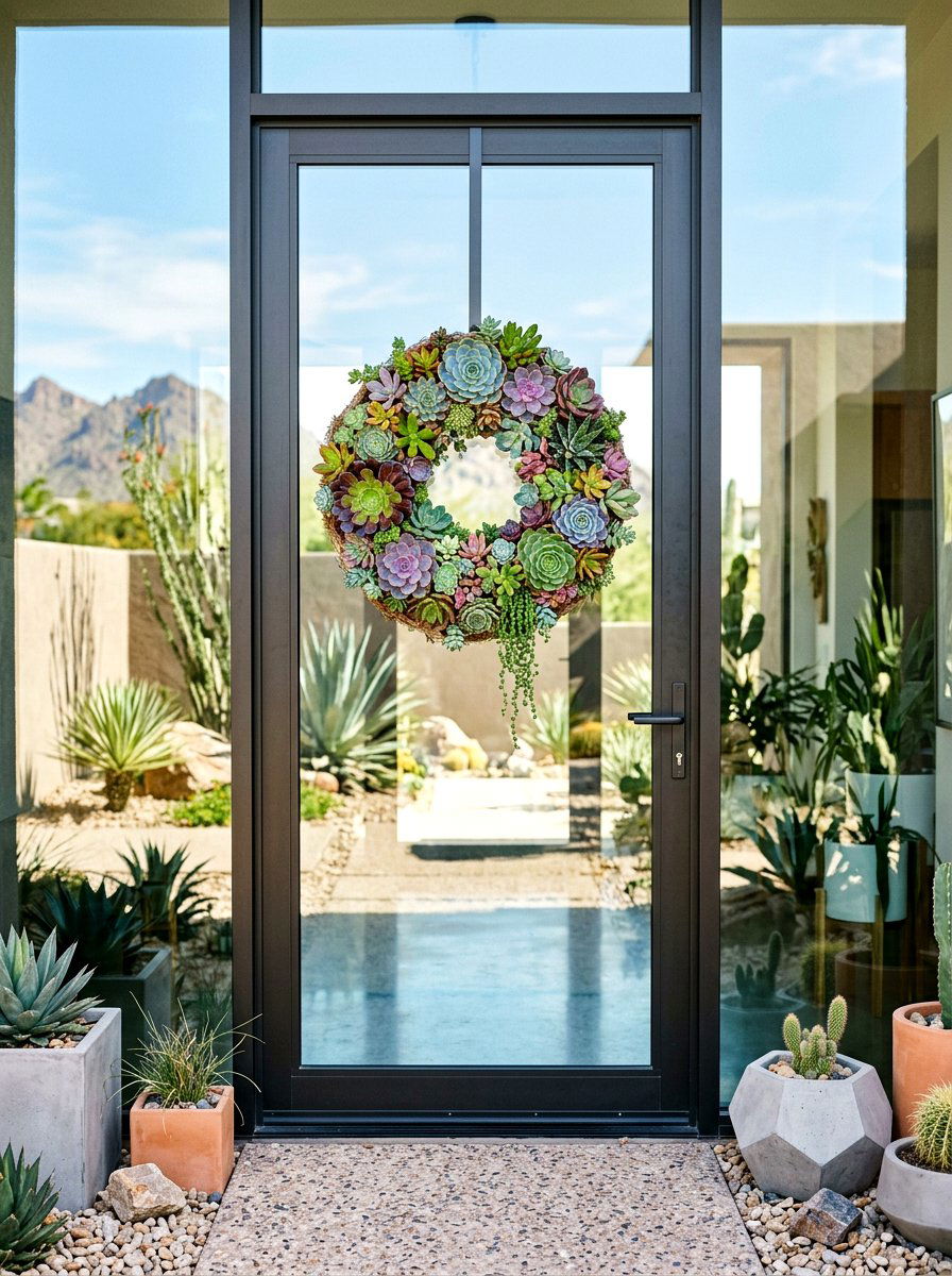 Succulent Wall Wreath - 30 spring wreath ideas