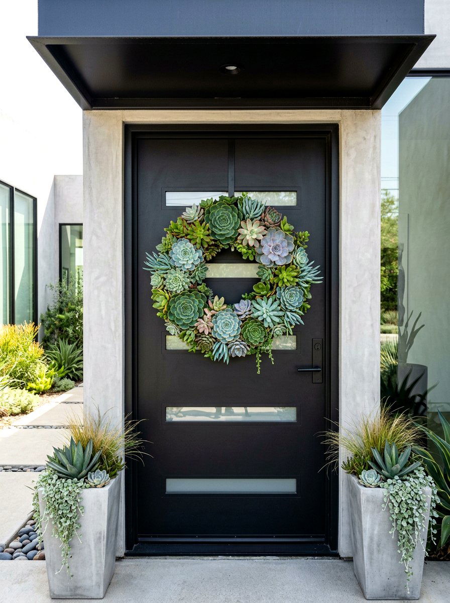Succulent Wreath - 30 spring wreath ideas for front door