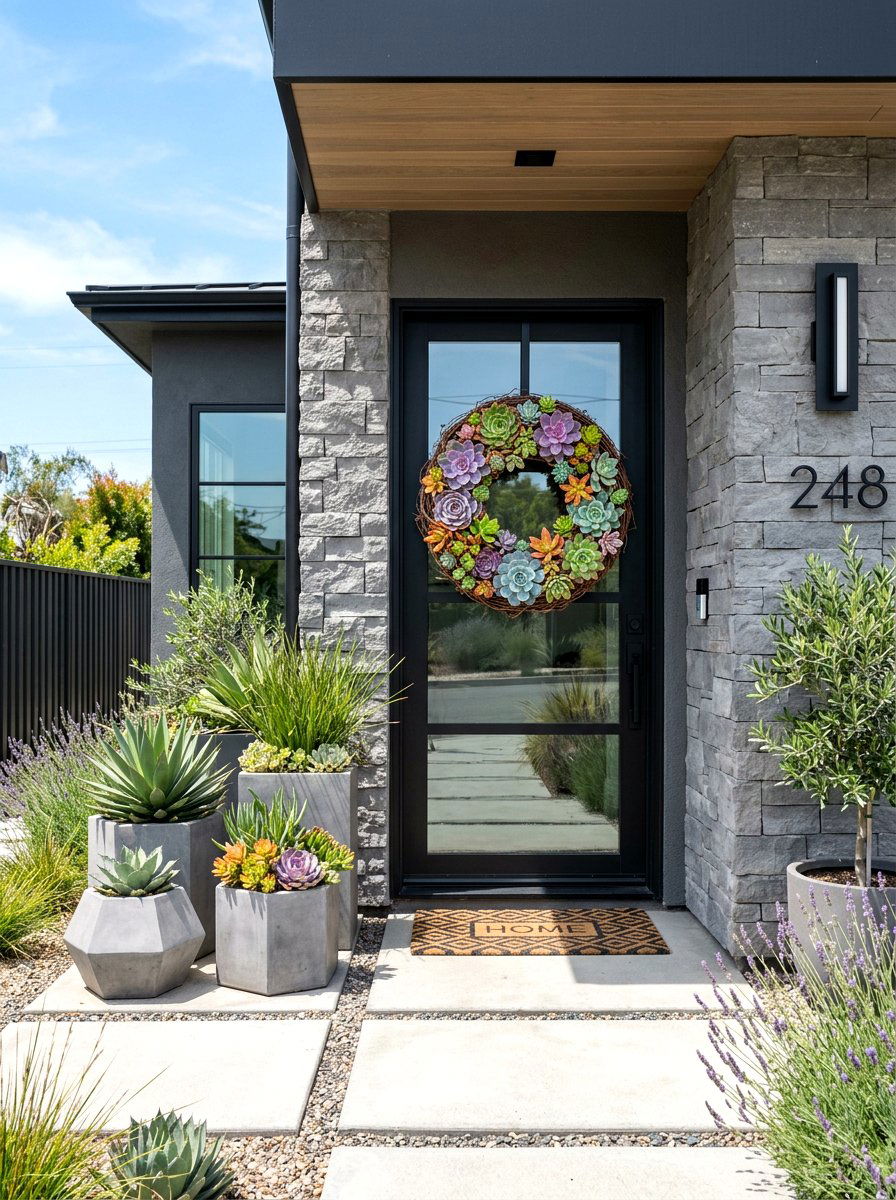 Succulent Wreath - 30 door wreath ideas