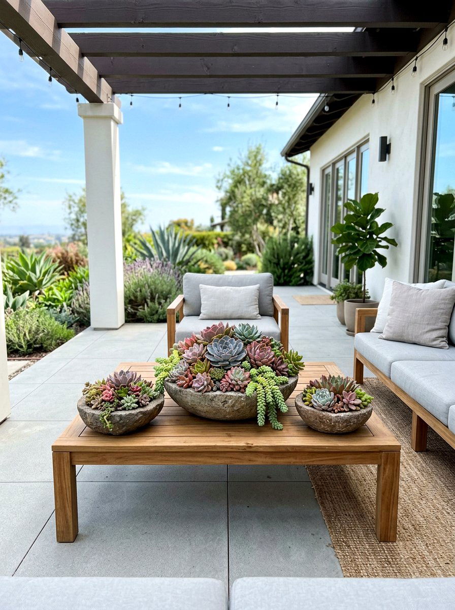 Succulent bowl arrangements - 30 porch container garden ideas