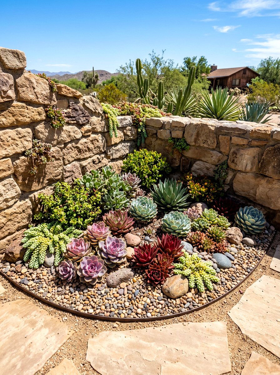 Succulent corner garden bed - 30 raised bed corner ideas