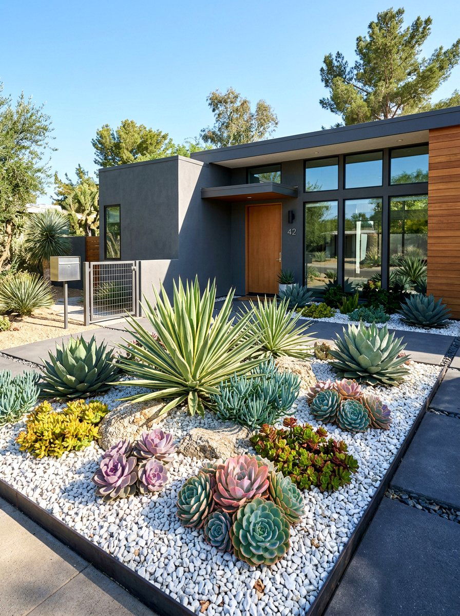 Succulent garden - 30 low maintenance front yard ideas