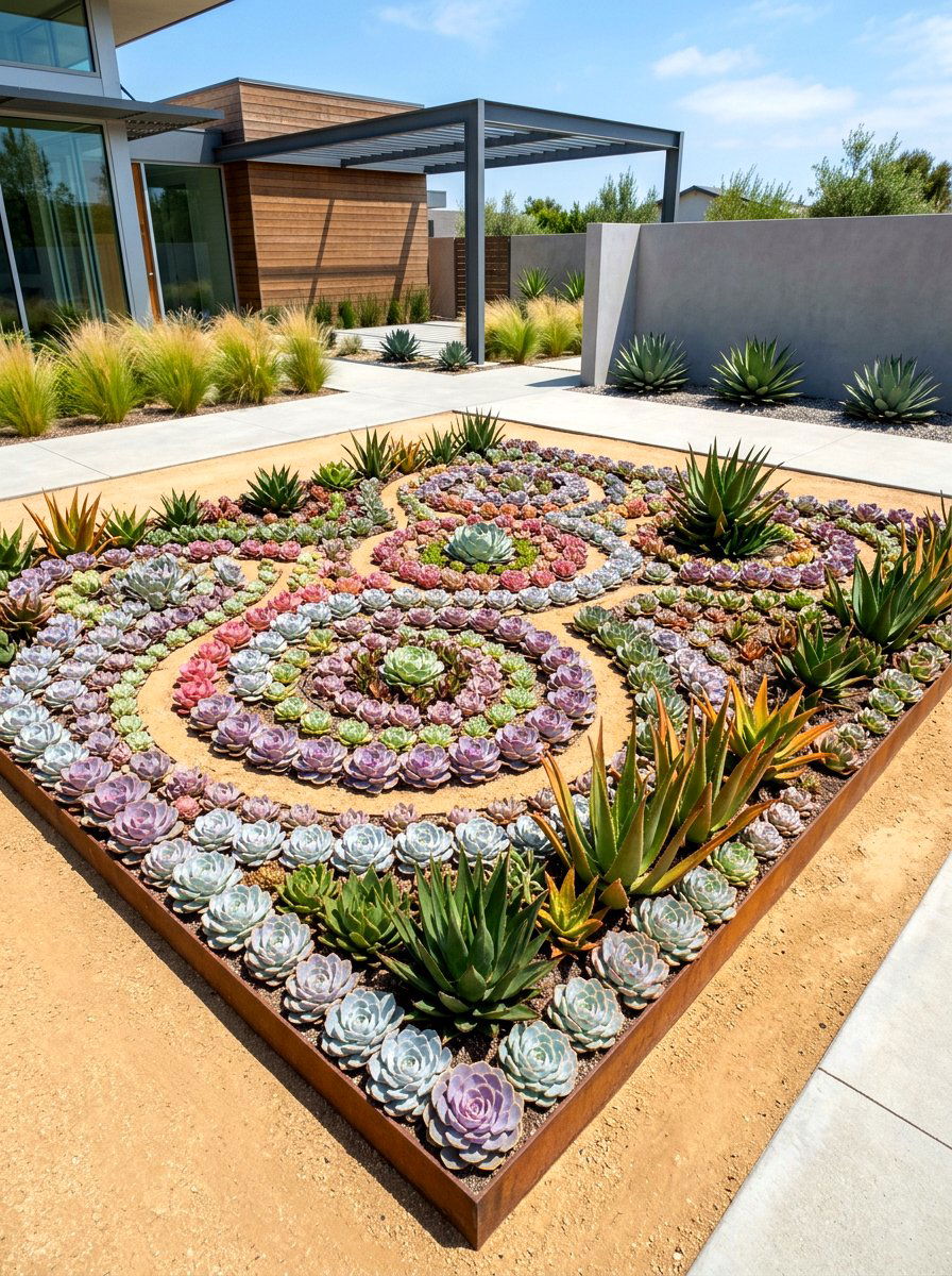 Succulent garden arrangement - 30 decomposed granite front yard ideas
