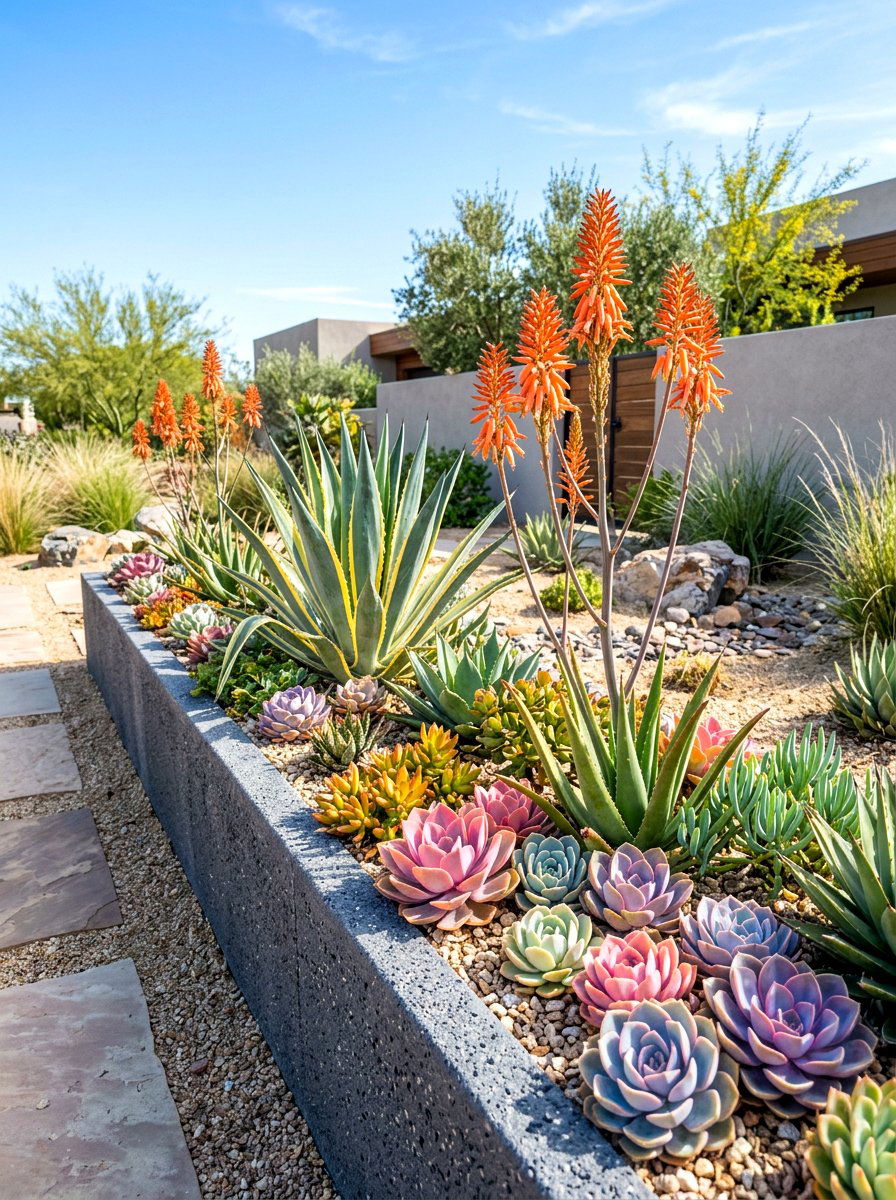 Succulent garden border - 30 backyard border planting ideas