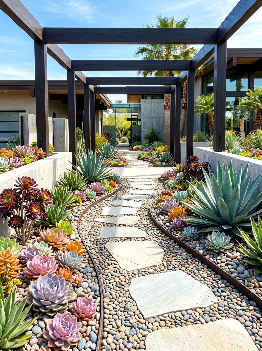 Succulent garden path - 30 breezeway garden ideas