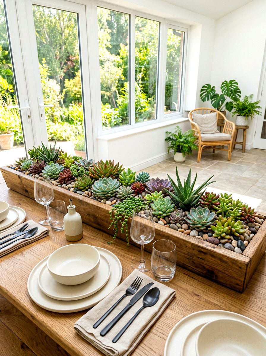Succulent garden setting - 30 garden inspired tablescape ideas