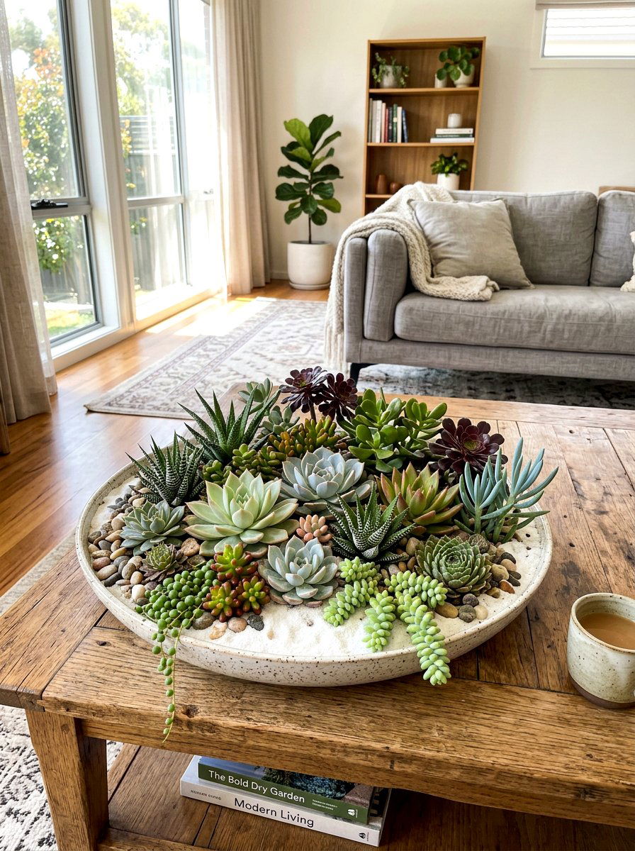 Succulent garden tray - 30 apartment garden ideas