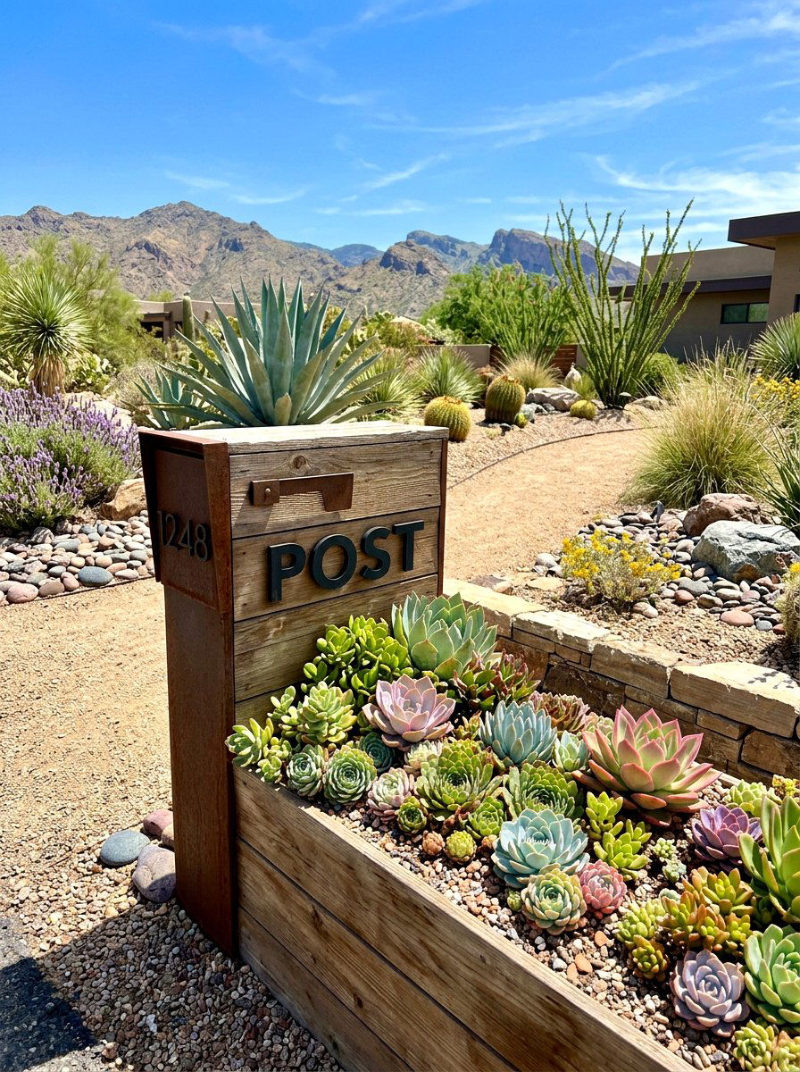 Succulent mailbox planter box - 30 mailbox planter box ideas