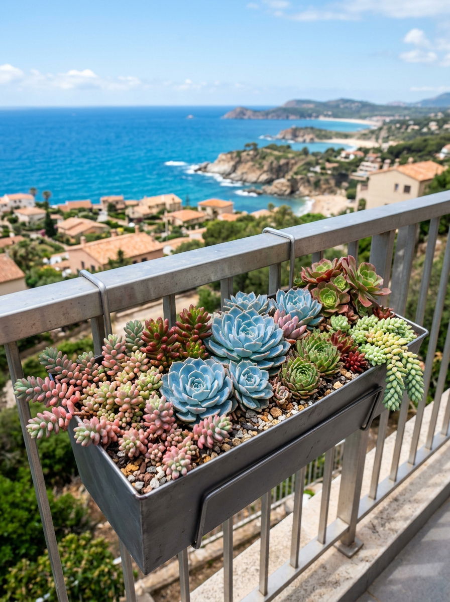 Succulent railing box - 30 railing planter ideas