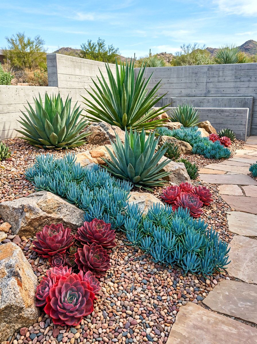 Succulent rockery - 30 corner yard landscaping ideas