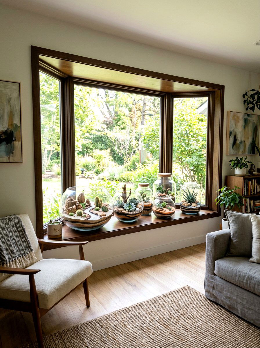 Succulent terrarium bowls - 30 succulent windowsill ideas