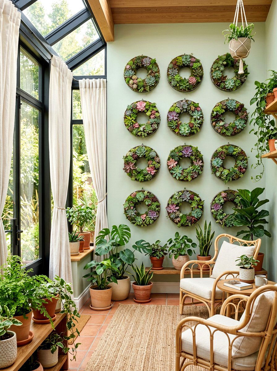 Succulent wreath - 30 wreath wall display ideas