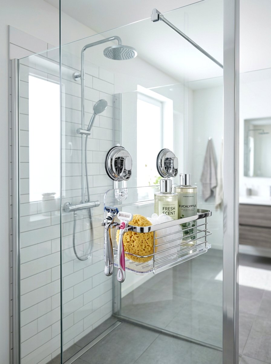 Suction Cup Basket - 30 tiny bathroom storage ideas