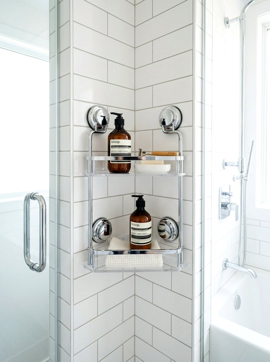 Suction corner shelf - 30 rental bathroom ideas