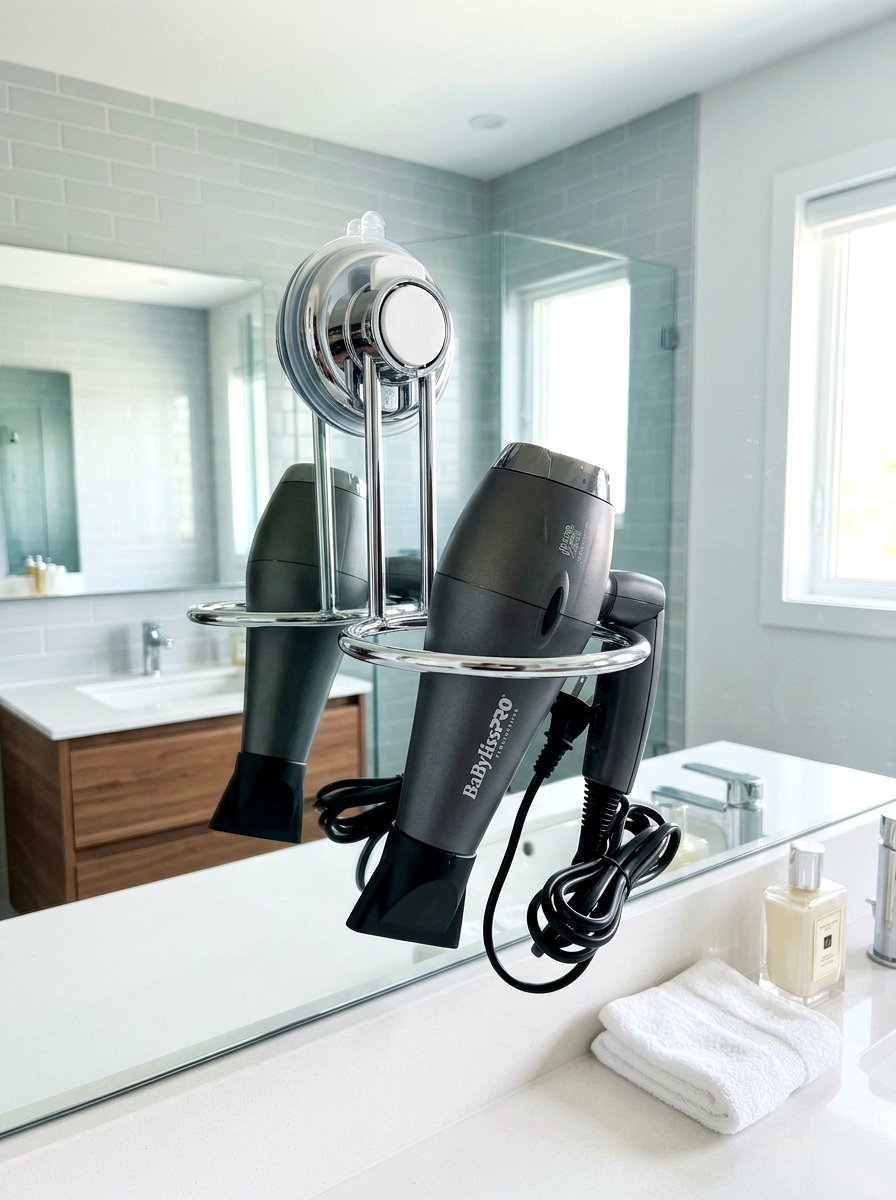 Suction cup hair tool holder - 30 hair tool storage ideas