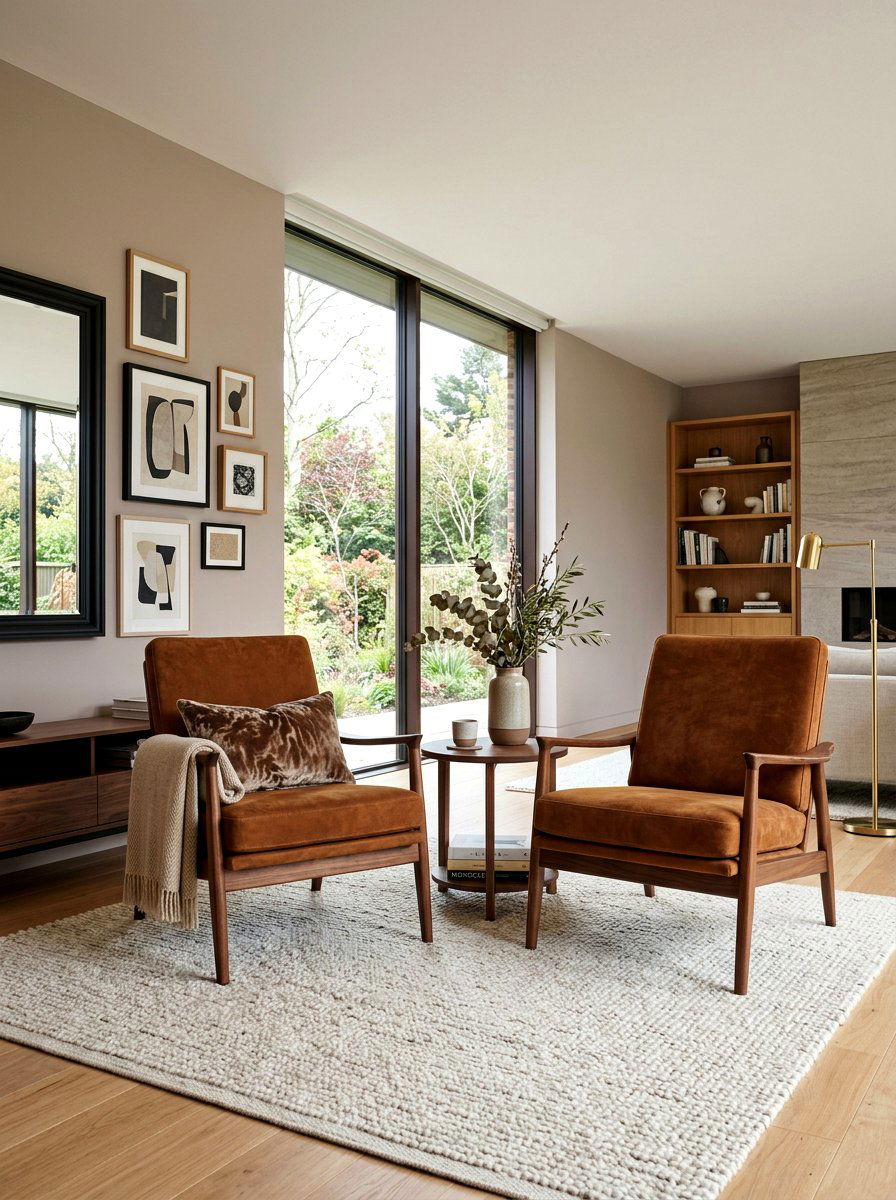 Suede accent chairs - 30 tonal brown living room ideas