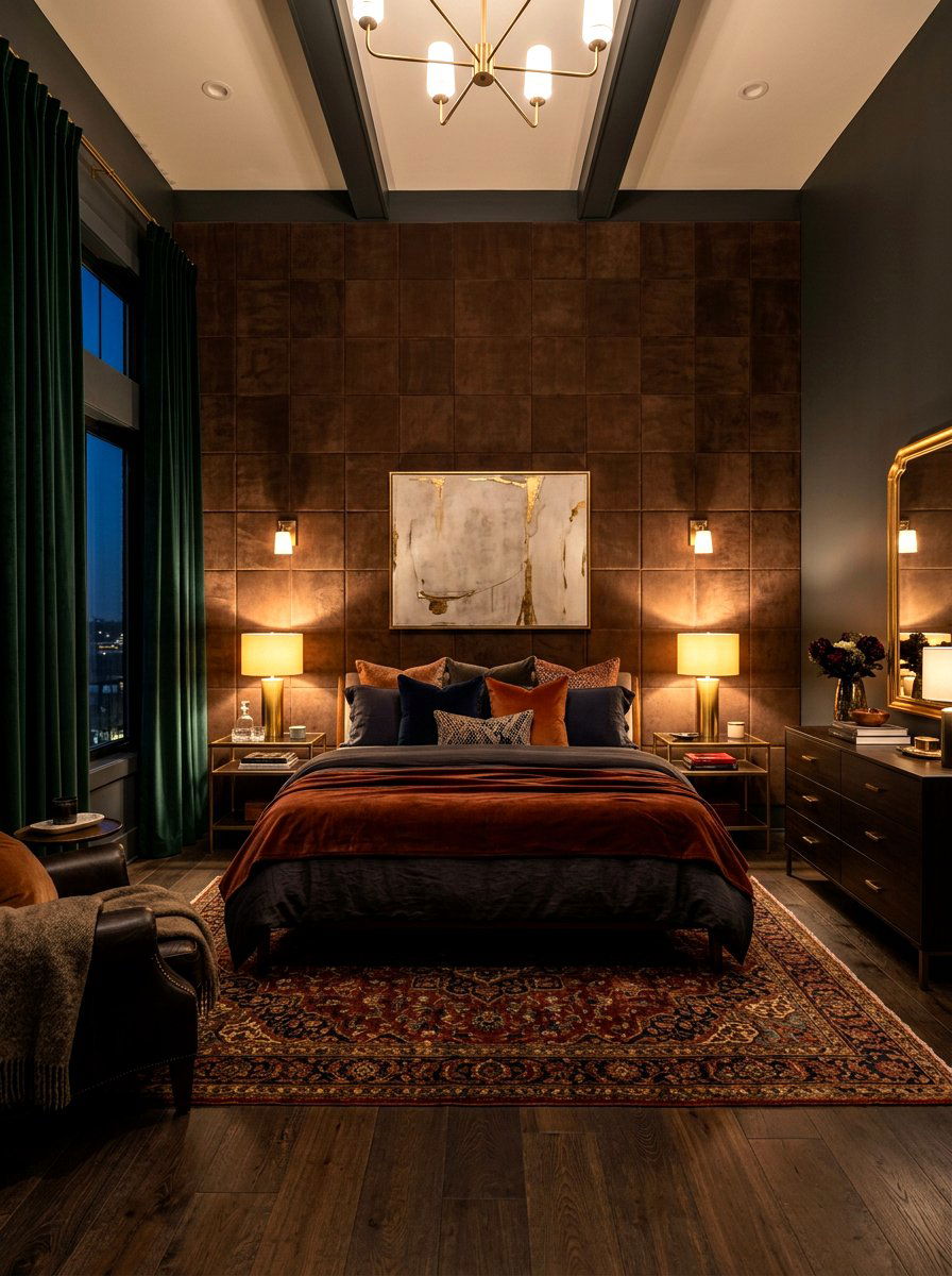 Suede wall tile - 30 tactile bedroom decor ideas