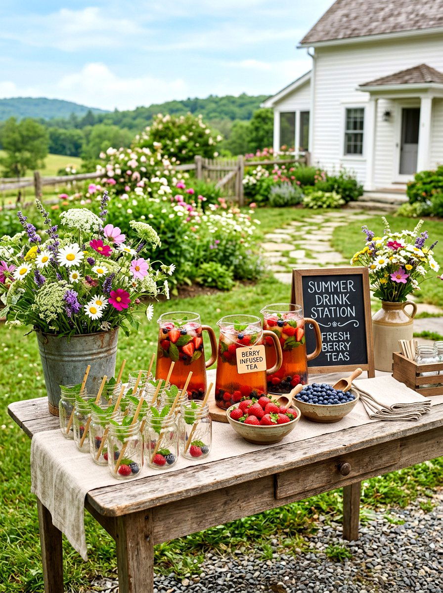 Summer Berry Drink Station - 30 beverage station party ideas