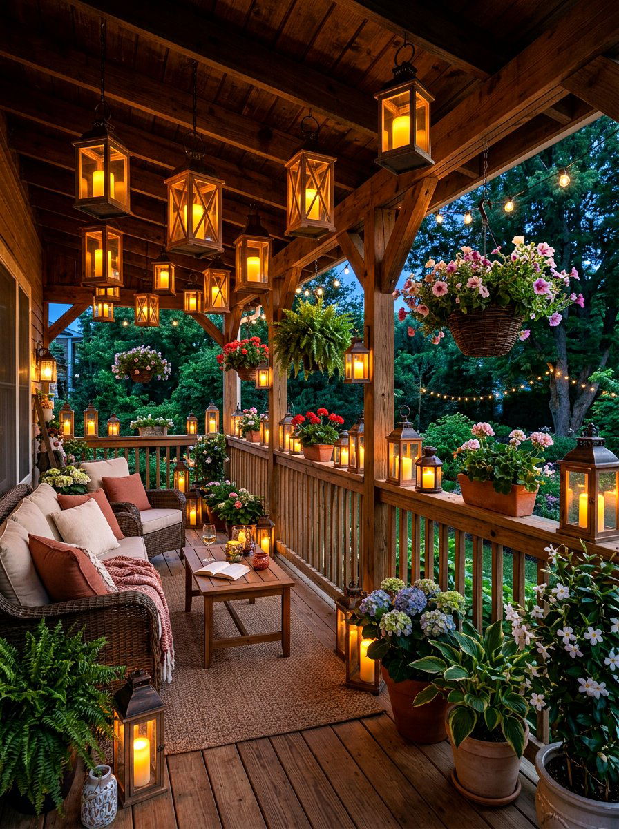 Summer Lantern Porch - 30 holiday porch decor ideas