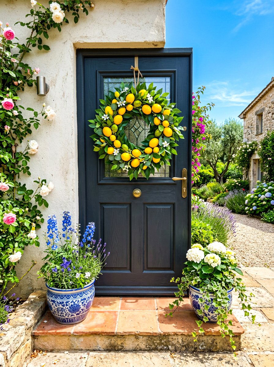 Summer Lemon Wreath - 30 exterior wreath styling ideas
