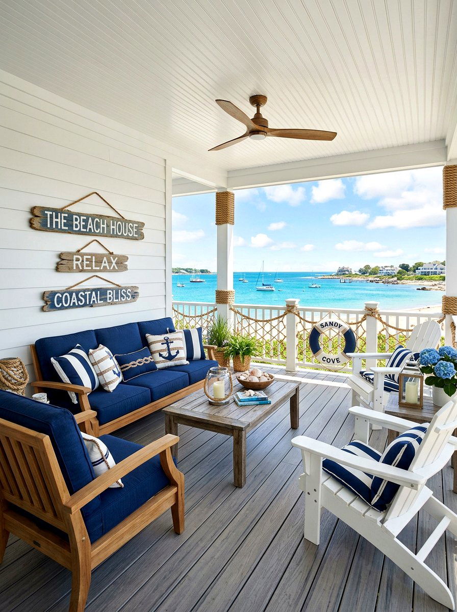 Summer Nautical Porch - 30 holiday porch decor ideas