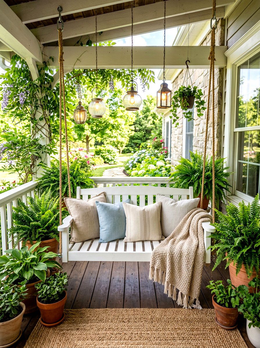 Summer Porch Swing - 30 July porch ideas aesthetic