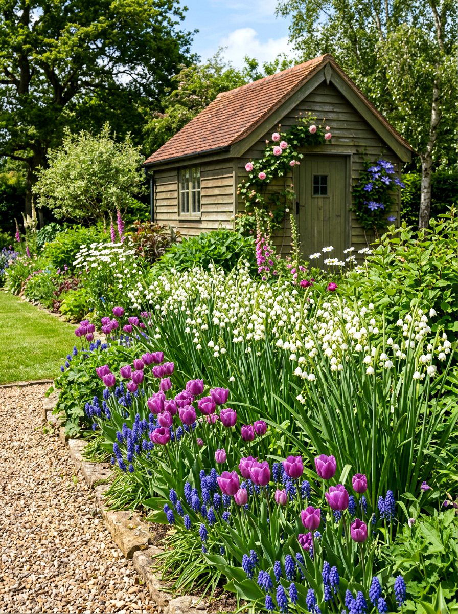 Summer Snowflake Border - 30 spring bulb border ideas
