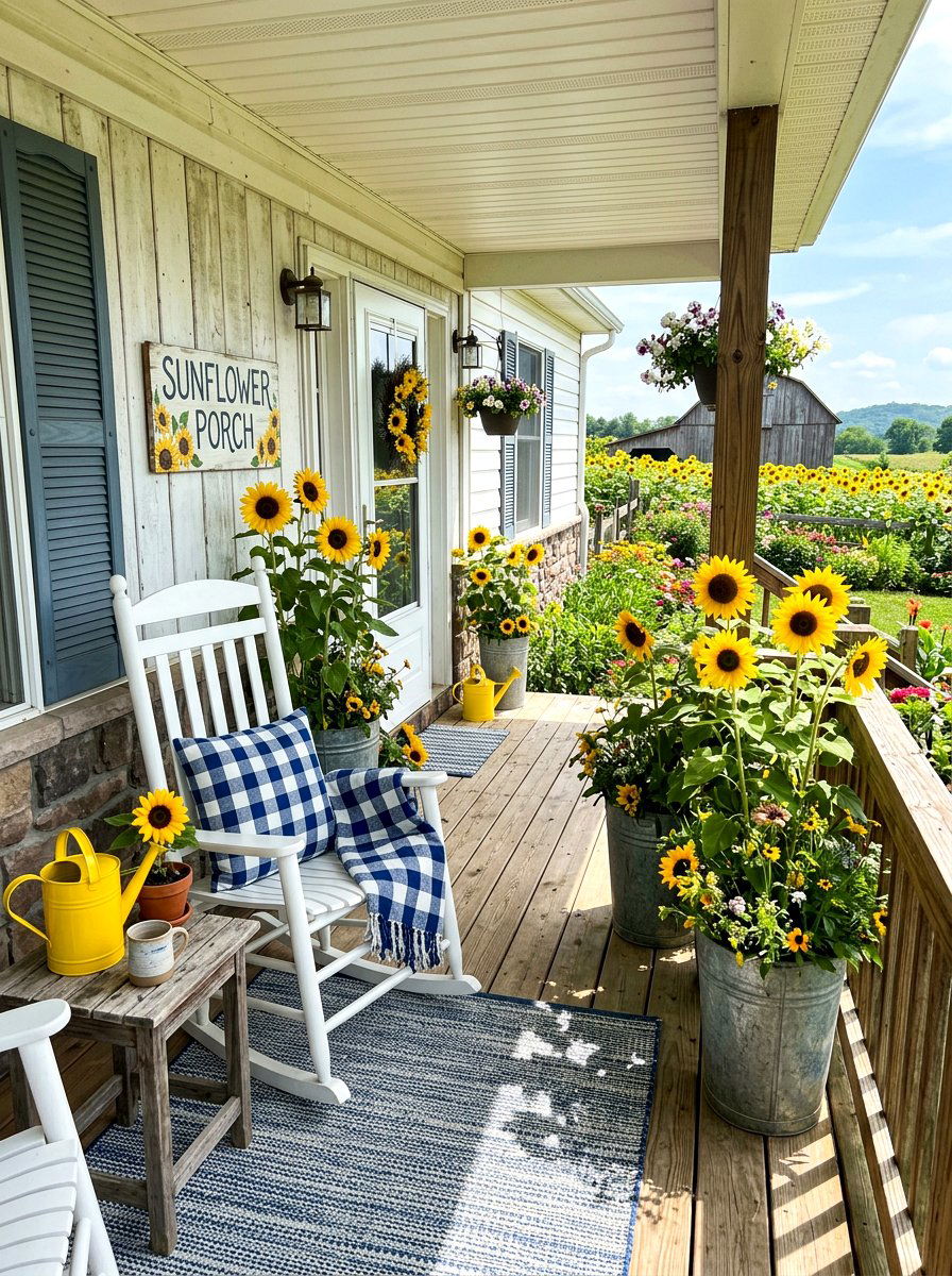 Summer Sunflower Porch - 30 holiday porch decor ideas