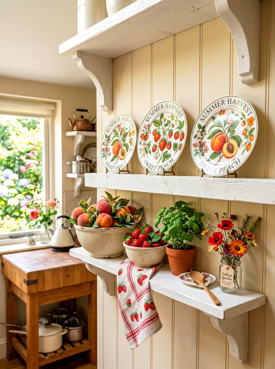 Summer fruit kitchen shelf - 30 summer shelf decor ideas