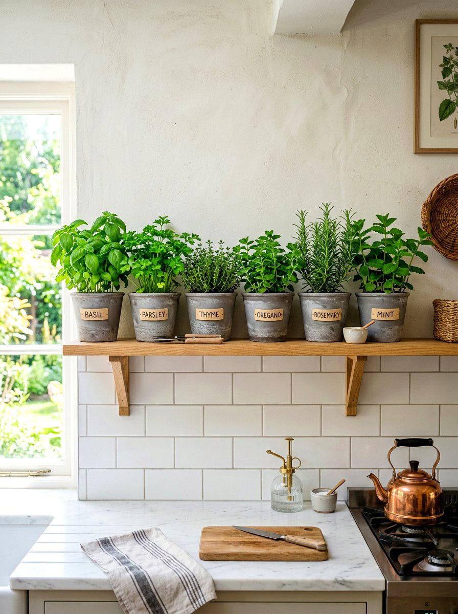 Summer herb shelf - 30 summer shelf decor ideas