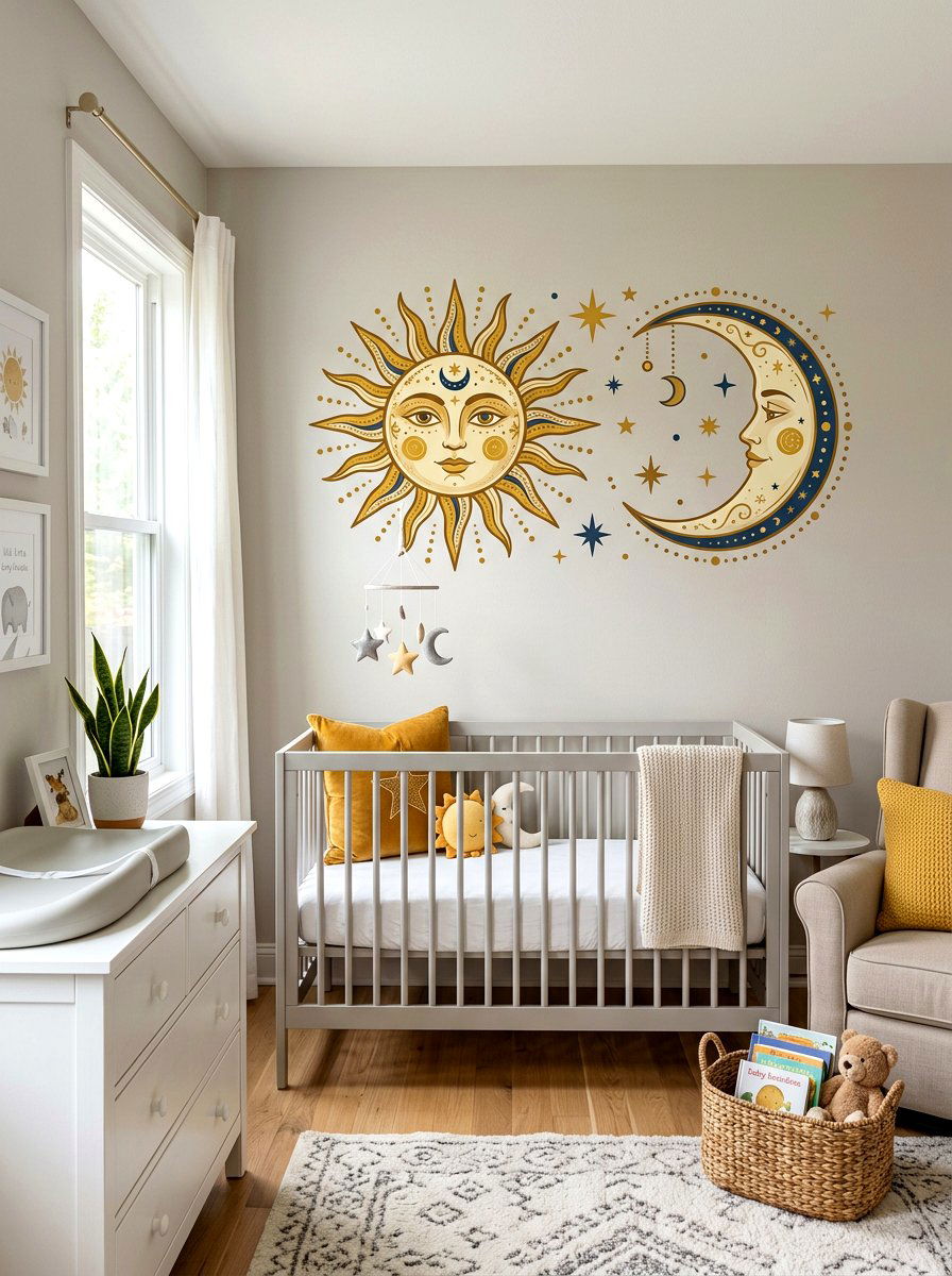 Sun And Moon Decal - 30 nursery accent wall ideas