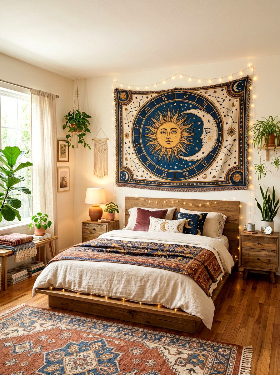Sun And Moon Tapestry - 30 extra celestial bedroom ideas