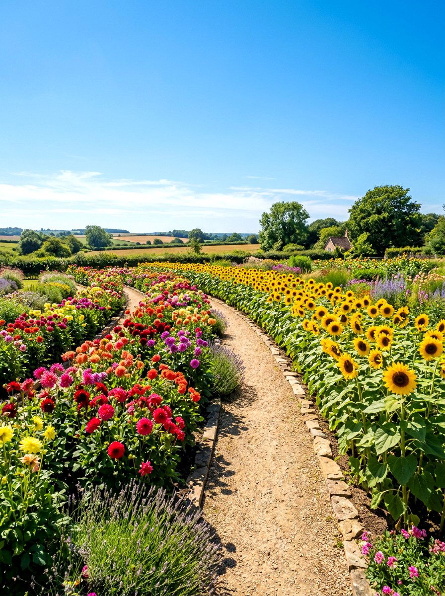 Sun Drenched Flower Garden - 30 cutting garden layout ideas