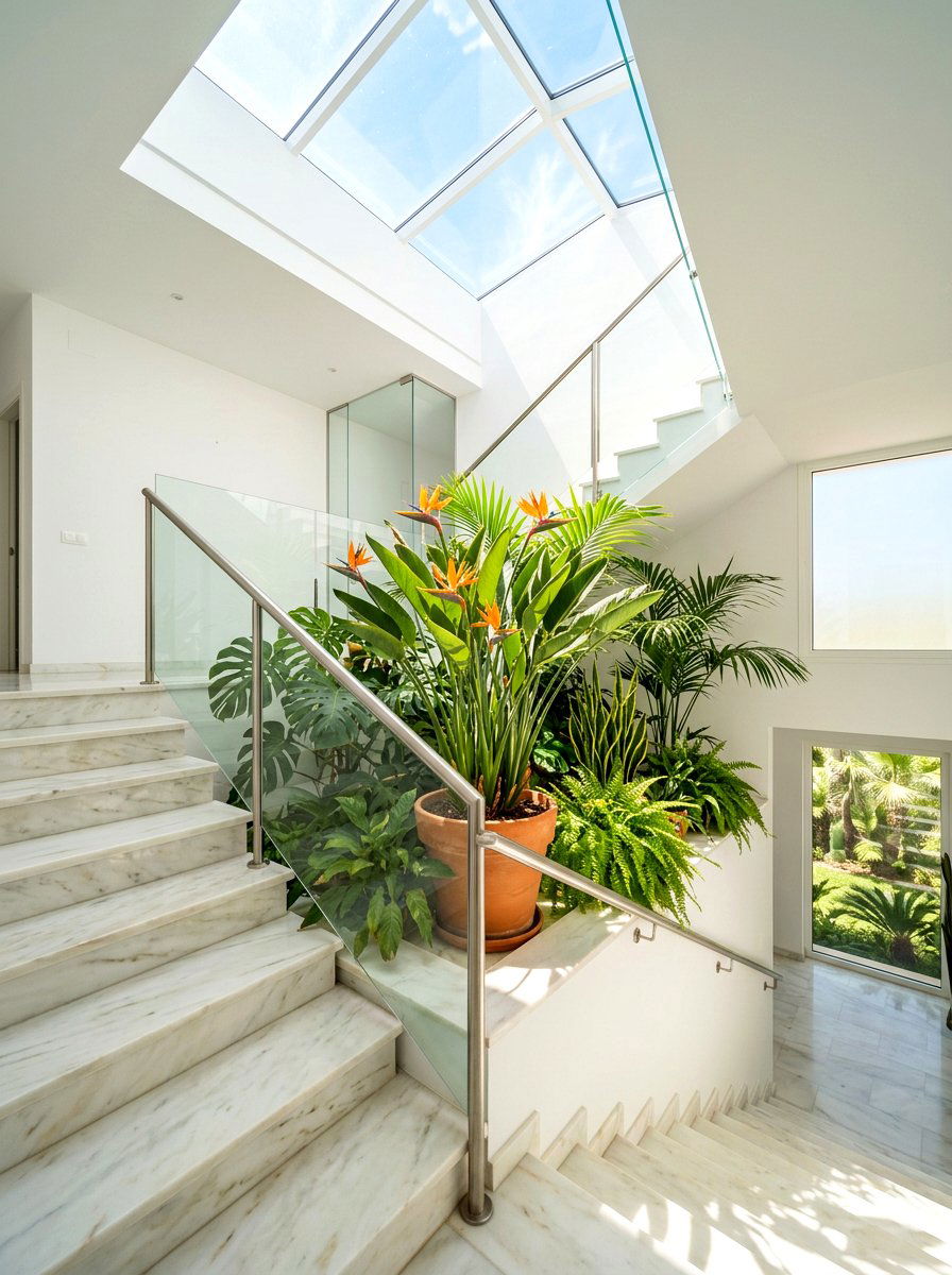 Sun Drenched Stairwell Oasis - 30 stair landing plant nook ideas