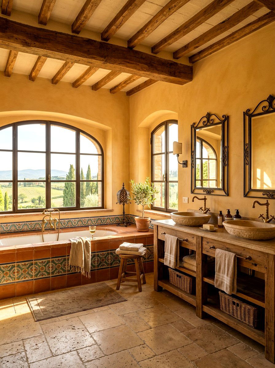 Sun Drenched Tuscan Bathroom - 30 Mediterranean bathroom ideas