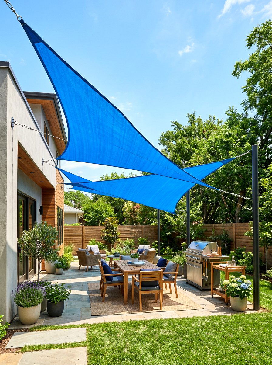 Sun Sail Shade - 30 backyard privacy ideas