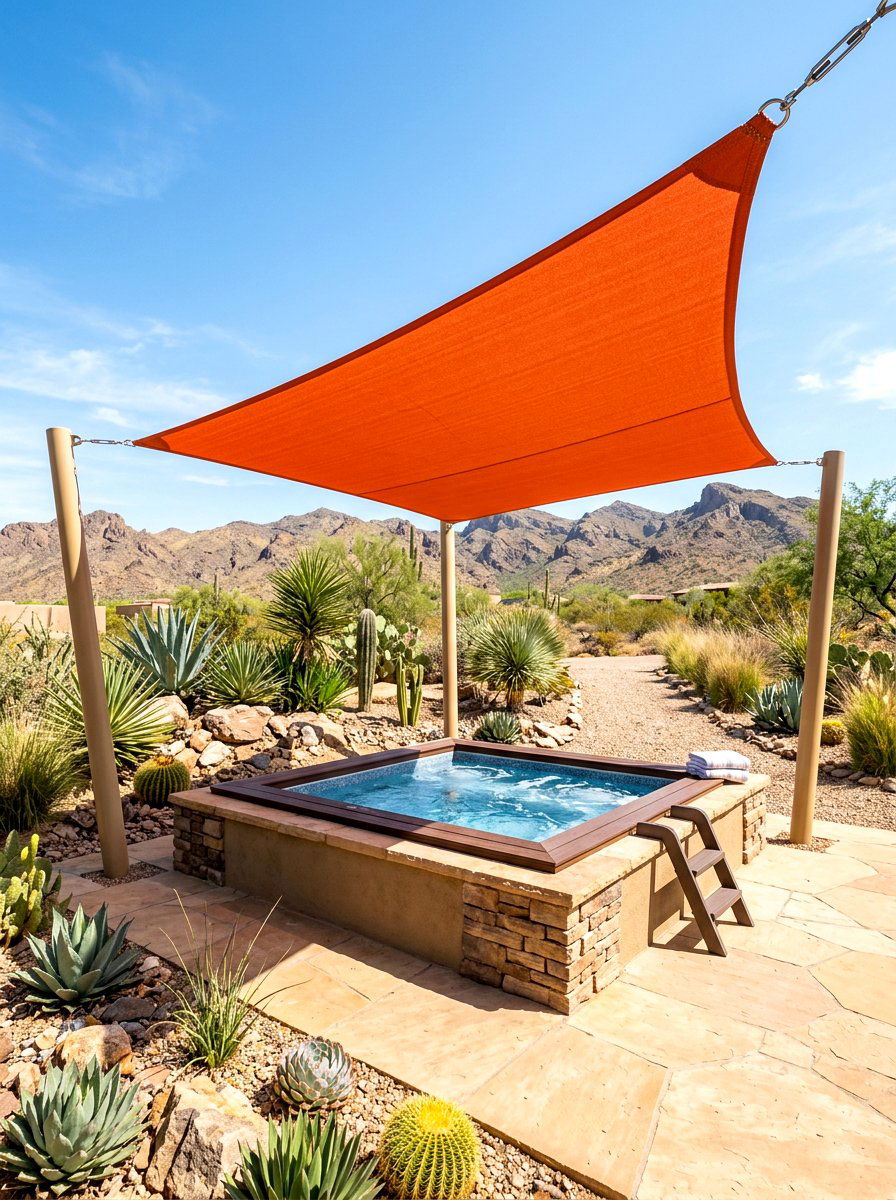 Sun Shade Sail - 30 hot tub privacy ideas