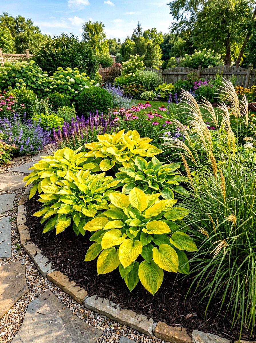 Sun Tolerant Hosta Patch - 30 hosta garden ideas