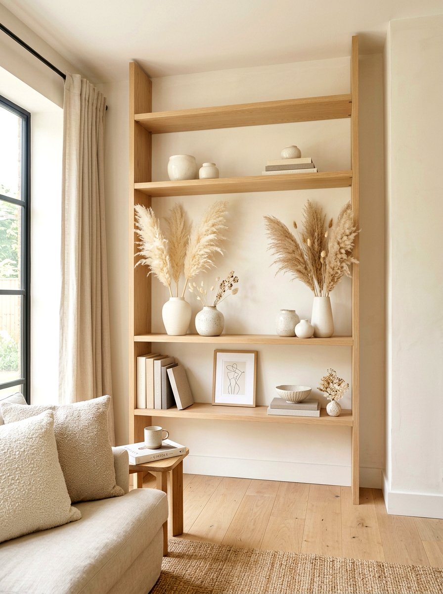 Sun bleached wood shelf - 30 summer shelf decor ideas