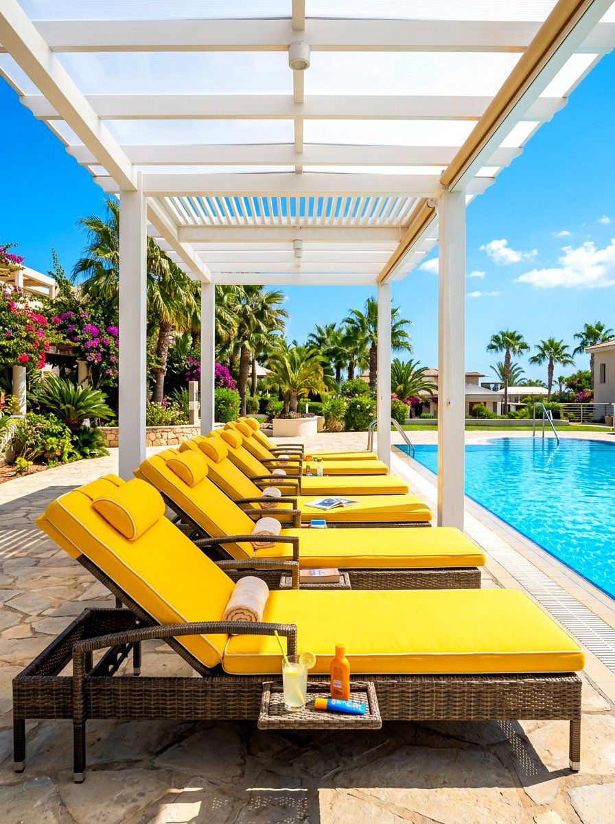 Sun loungers with cushions - 30 pavilion lounge furniture ideas
