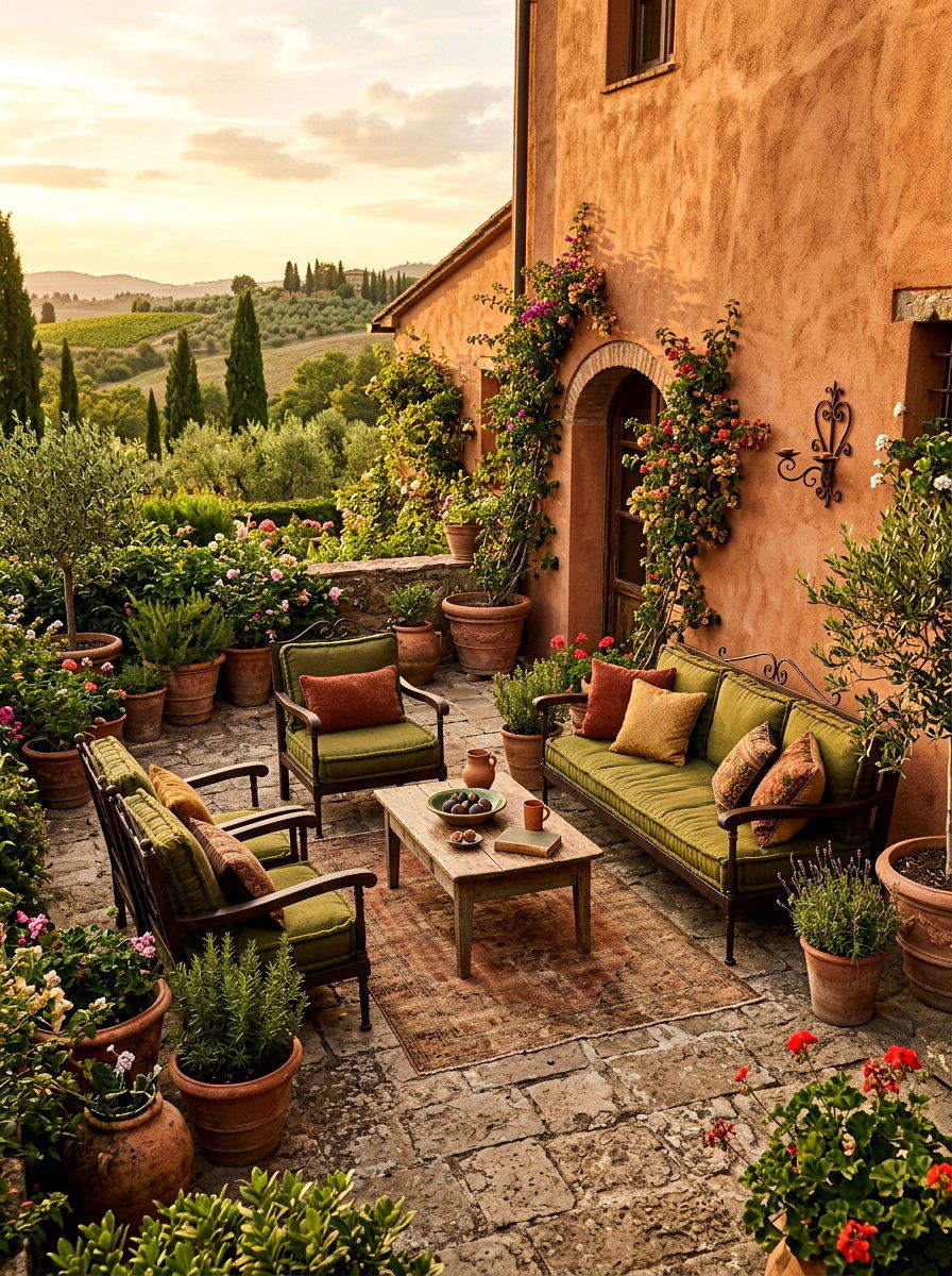 Sunbaked Earth Tone Color - 30 Tuscan patio ideas