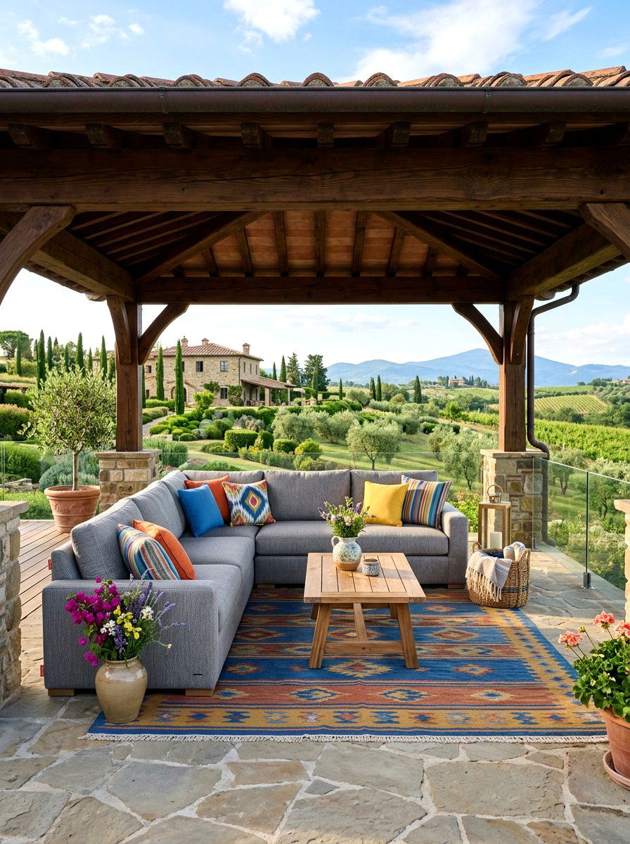 Sunbrella fabric sectional - 30 pavilion lounge furniture ideas