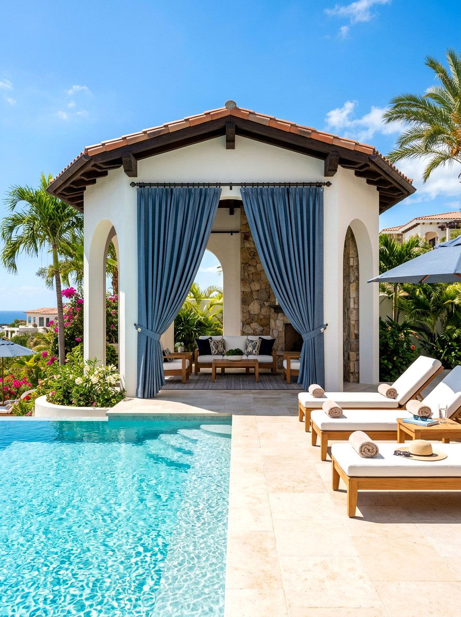 Sunbrella performance curtains - 30 cabana curtain ideas