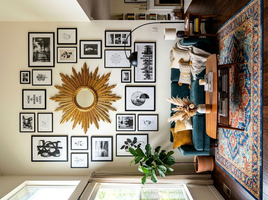 Sunburst Accent Mirror - 30 mirror wall ideas