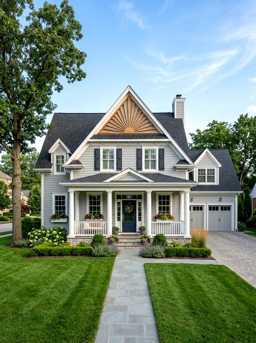 Sunburst Gable Pattern - 30 gable accent ideas