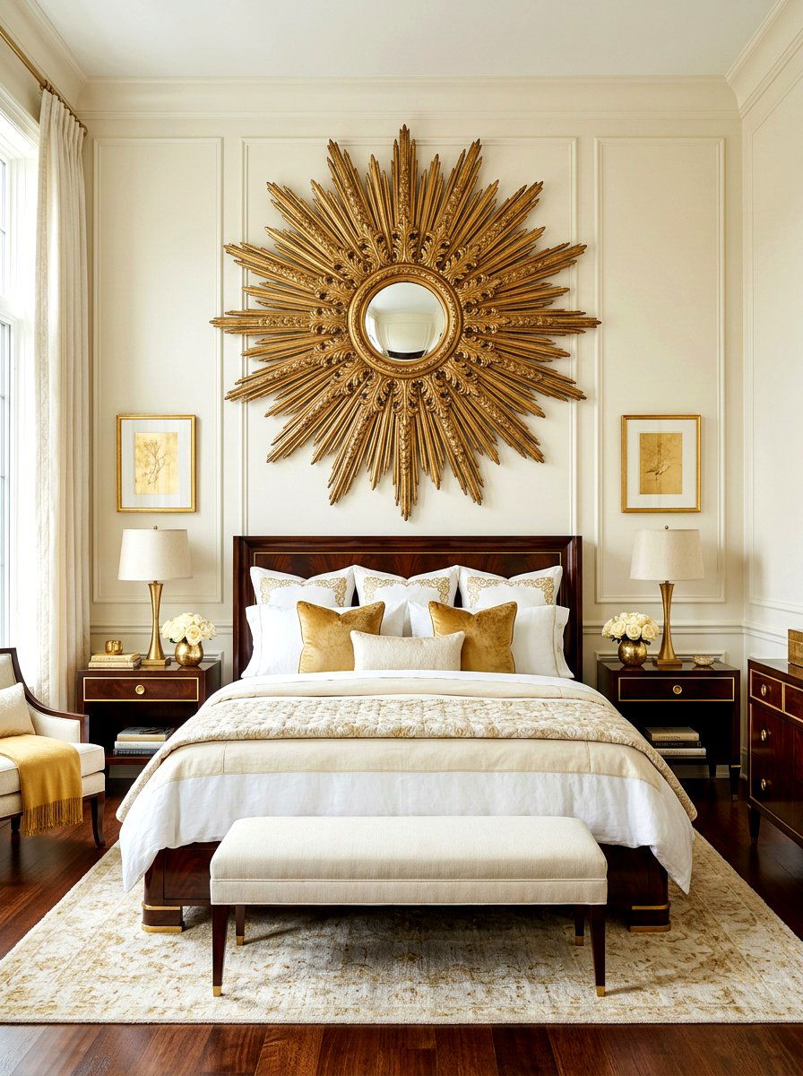 Sunburst Mirror Bedroom - 30 art deco bedroom ideas
