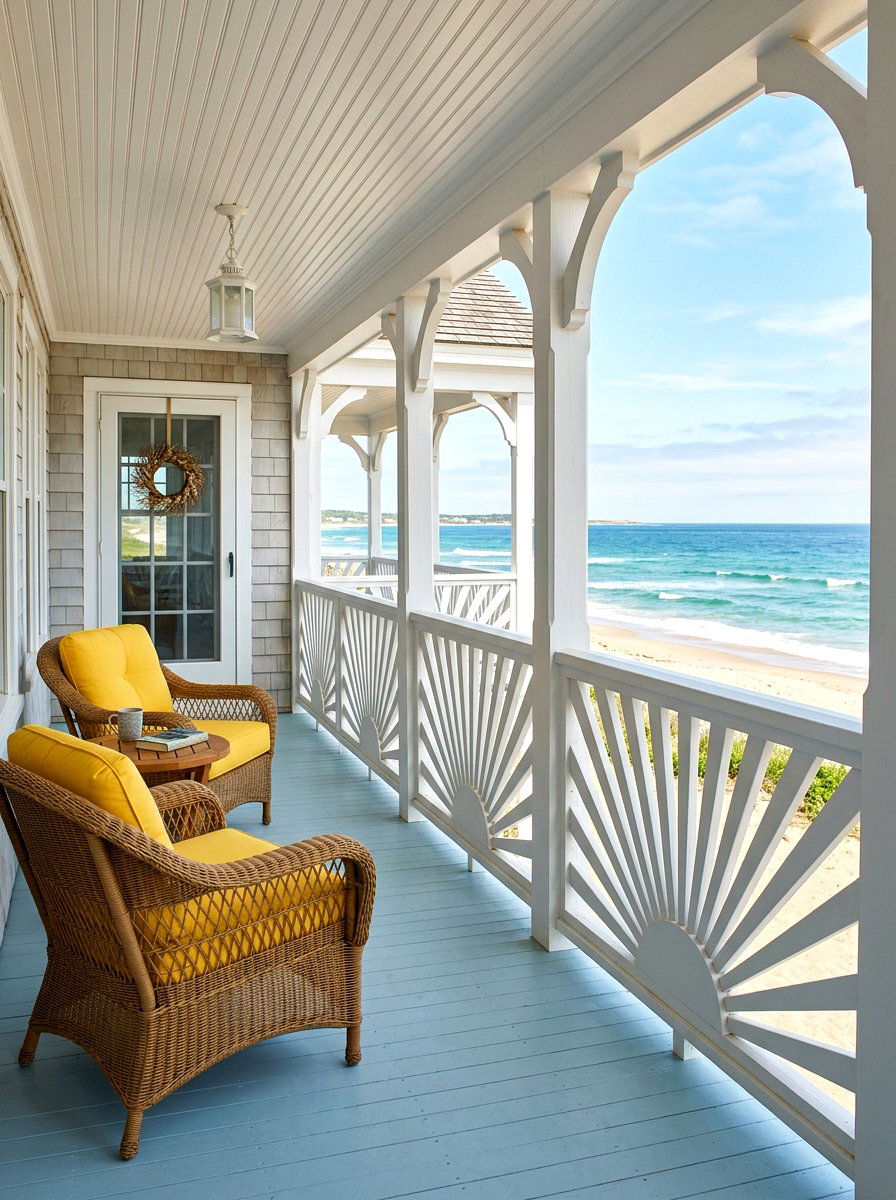 Sunburst Pattern Railing - 30 porch handrail ideas