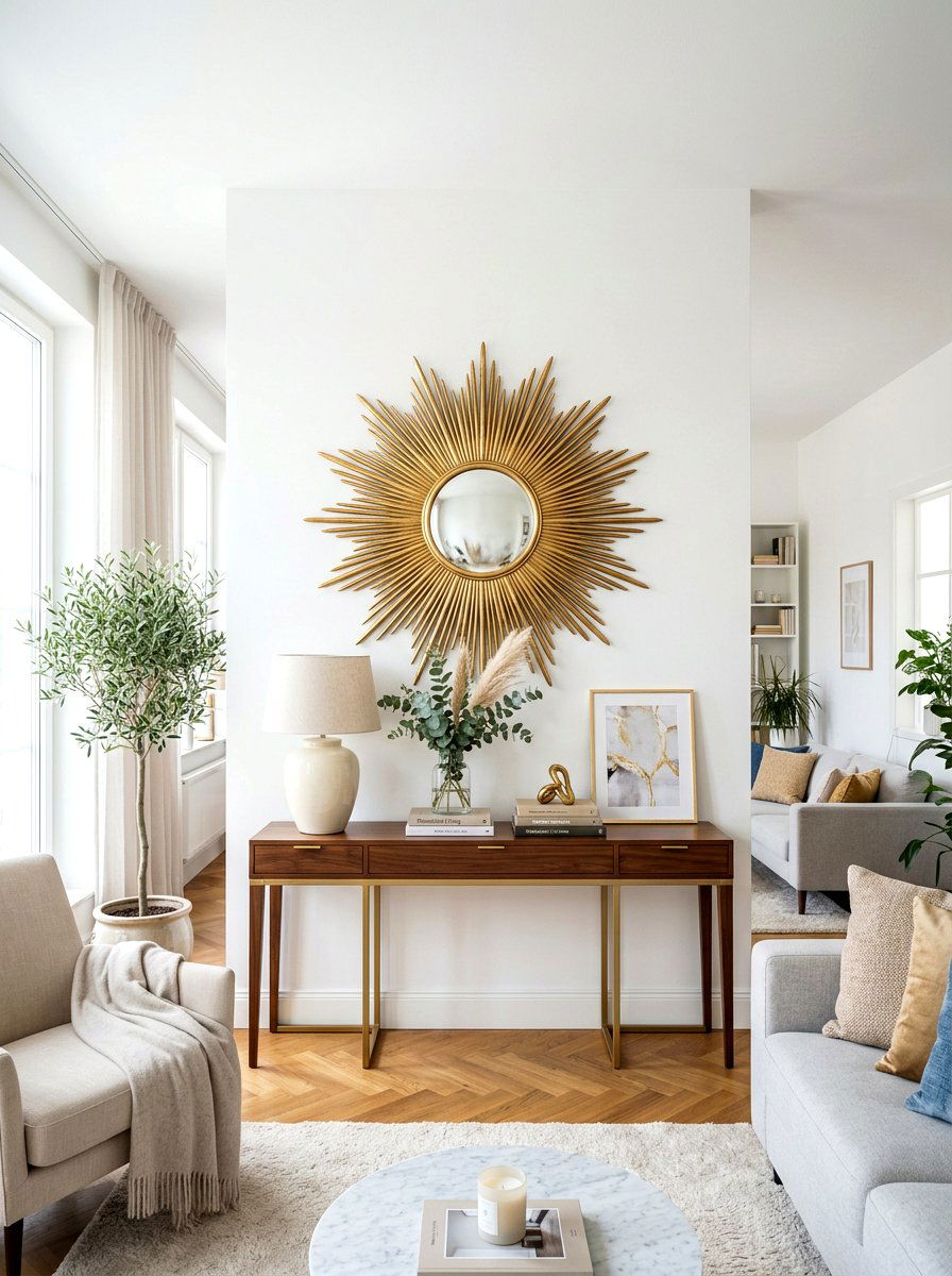 Sunburst Wall Mirror - 30 reflective decor ideas