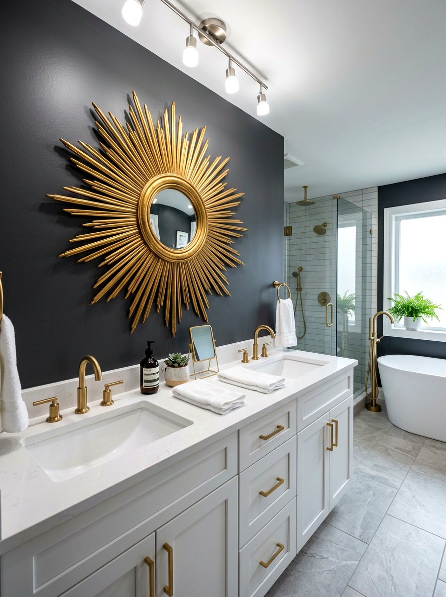 Sunburst mirror bathroom - 30 neo deco bathroom ideas