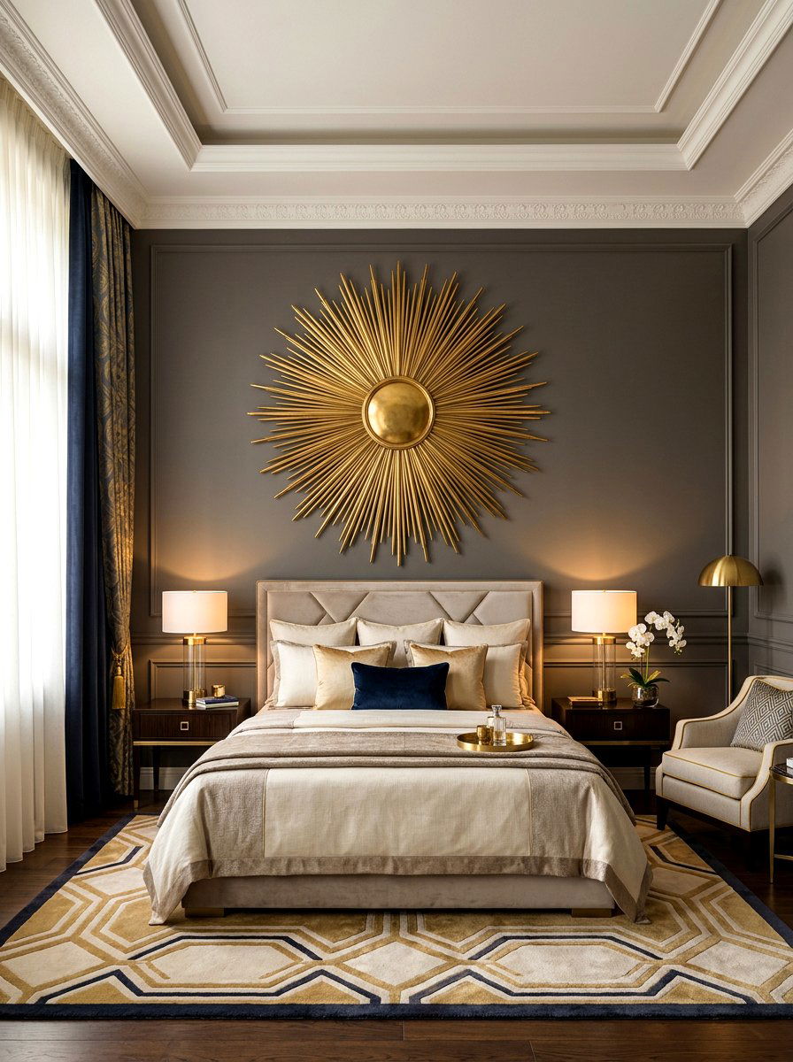 Sunburst wall art - 30 neo deco bedroom ideas